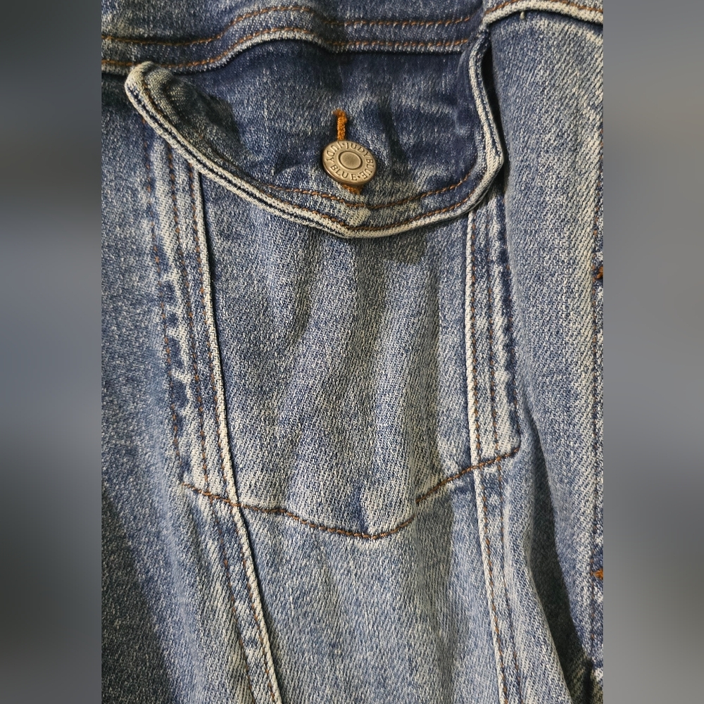 Distressed Plus Size Judy Blue Jean Jacket With Embroidered Collar Size 3x - Picture 5 of 13